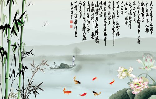 705海报印制海报展板写真喷绘贴纸素材908富贵图山水画家居挂图