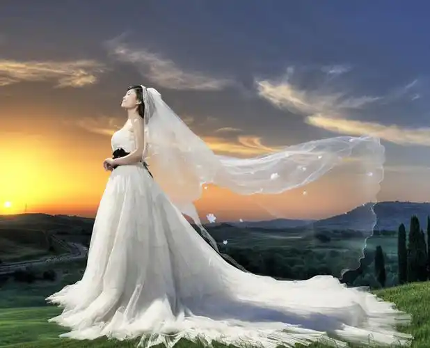 ps保细节抠出背景杂乱的婚纱