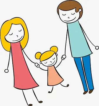 卡通幸福三口之家