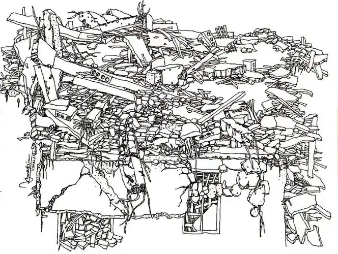 线描写生《废墟一角》