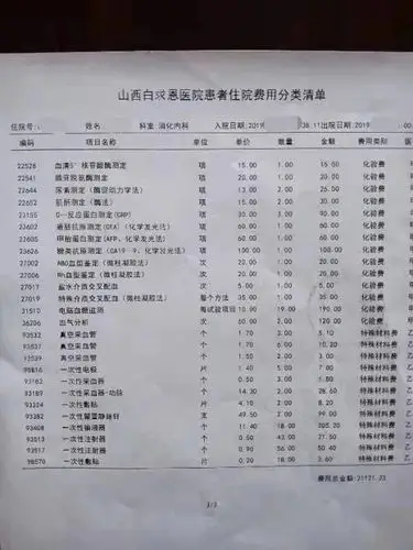 9.住院费用总清单