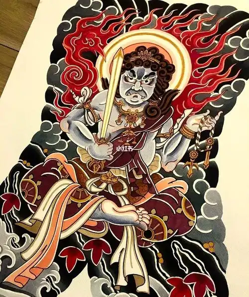 不动明王满背纹身手稿