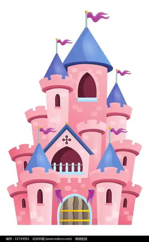 卡通粉色的城堡建筑物