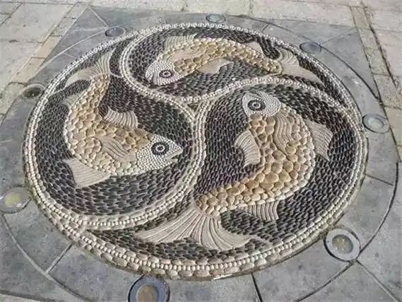 盆景填充材料别墅,庭院建筑,铺设路面鹅卵石被广泛应用于公共建筑