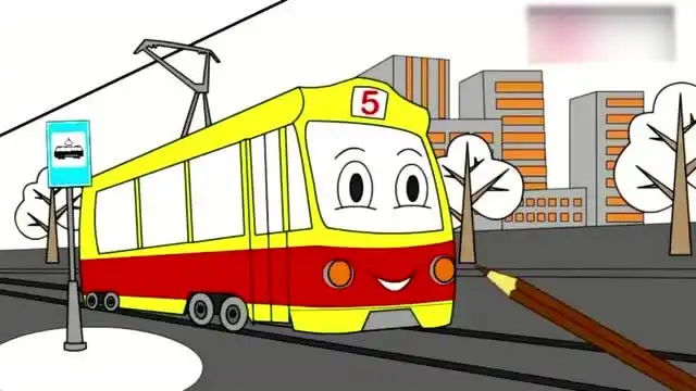 儿童简笔画卡通涂色动画绘画教程一起给公交车涂上颜色吧
