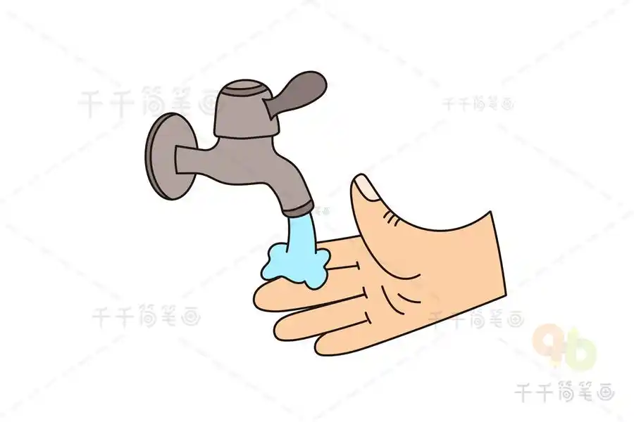 水龙头洗手简笔画图片