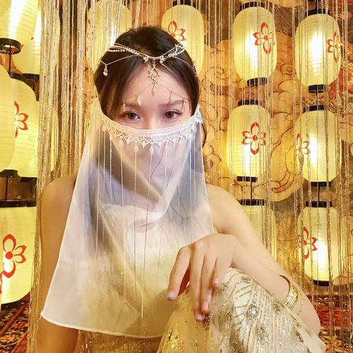 汉服面纱古风挂耳流苏防晒遮脸面帘古装配饰挡脸薄款轻纱蒙面纱巾