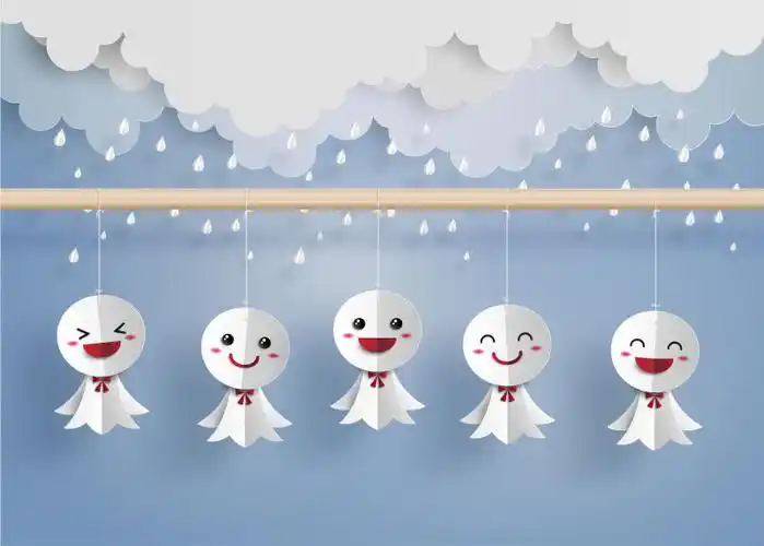 矢量折纸风格的晴天娃娃