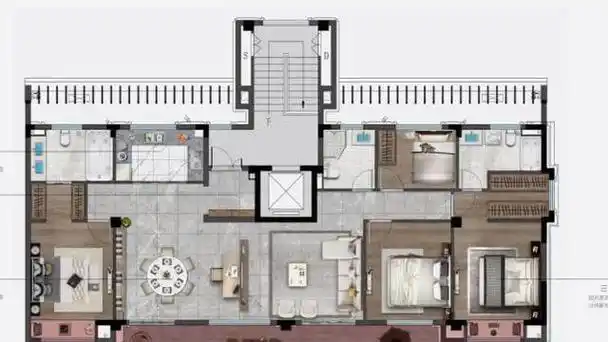 180平米的洋房大平层户型,展现了高超的设计水准.