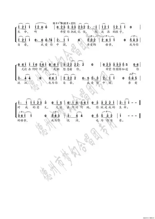 我爱你中国(汪峰)(二声部)_简谱_搜谱网