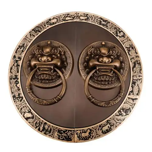 仿古纯铜老式开门大门门拉手铜门门环把手兽头小拉手