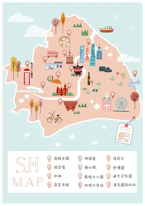 上海旅行插画