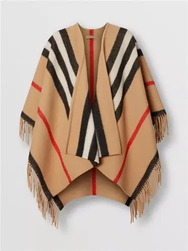 burberry 80101151 女士条纹装饰羊毛披肩