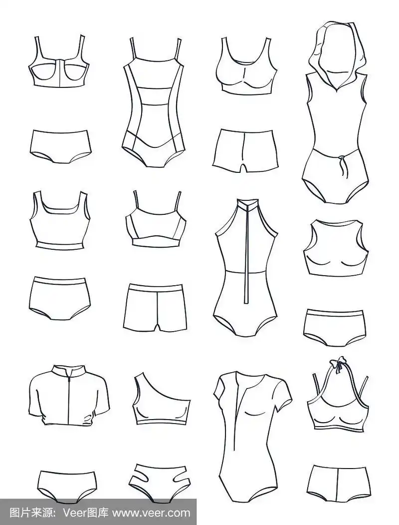 运动泳装的轮廓