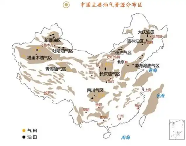 我国油气资源分布和生产:我国主要的油气资源分布在新疆,陕西,东北,环