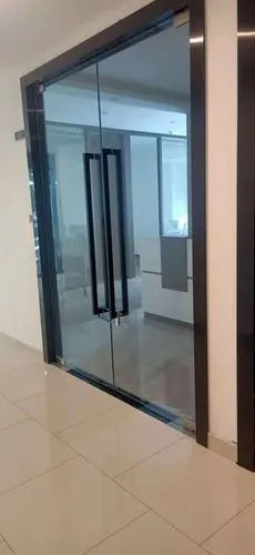 办公室商场包框玻璃地弹门不锈钢金属定制安装