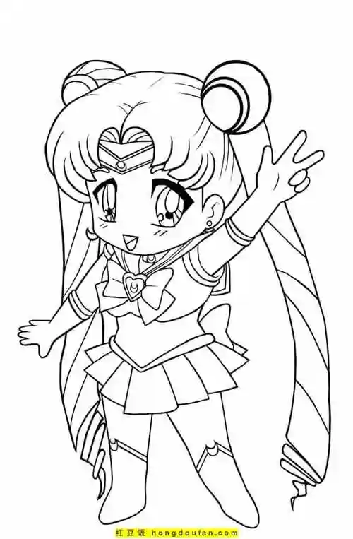 14张小女孩都喜欢的q版漫画娃娃公主涂色图片-红豆饭小学生简笔画大全