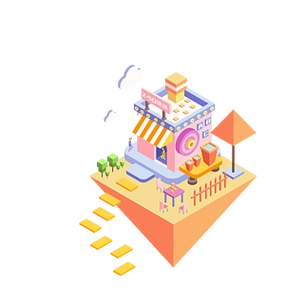 卡通城市商场元素设计