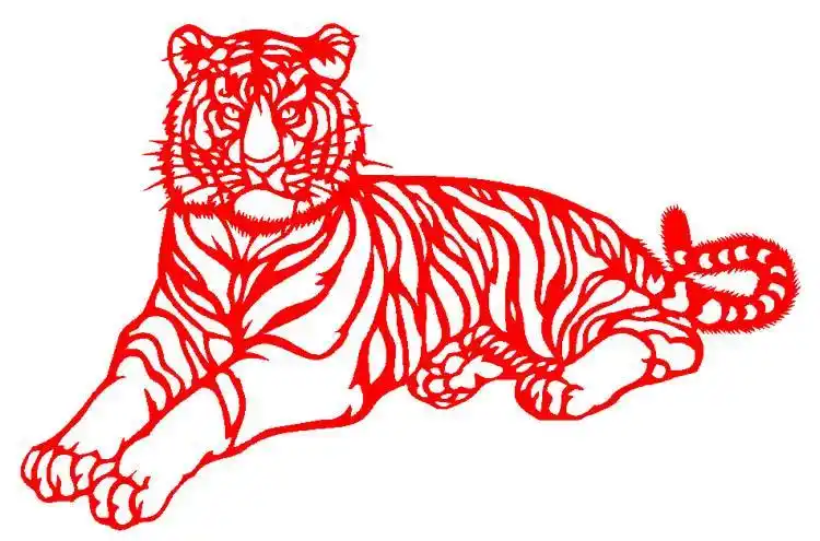 c771老虎剪纸虎年传统窗花十二生肖招财虎春节窗贴墙贴成品