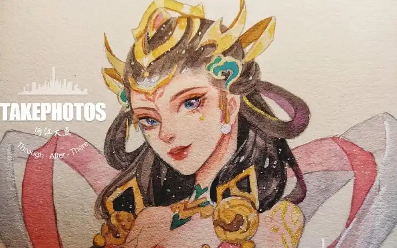 【水彩】画一个王者荣耀里面的杨玉环!