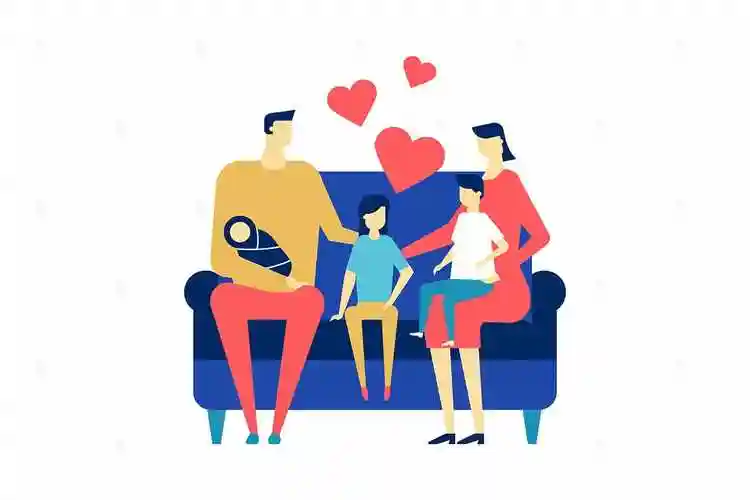 幸福家庭主题扁平设计风格矢量插画happyfamily–flatdesignstyle