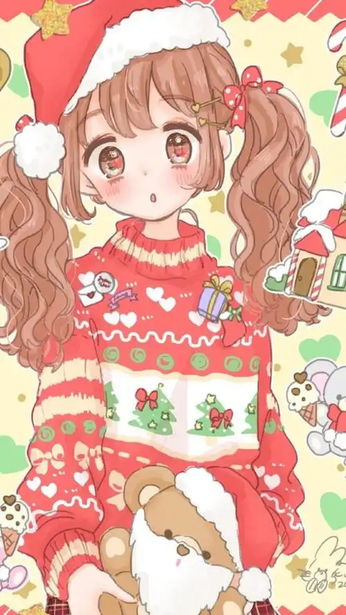 iphone壁纸电脑壁纸插画文字动漫平铺萌物软妹少女心粉色卡通可爱人物