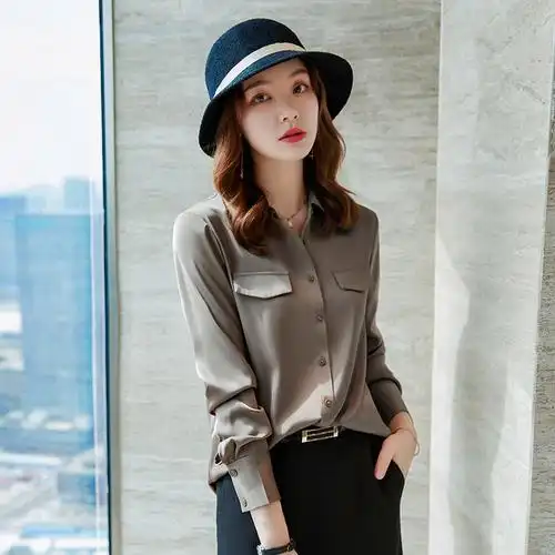 雪纺衬衫女设计感小众春秋宽松百搭复古港味垂感上衣长袖衬衣职业贵妃