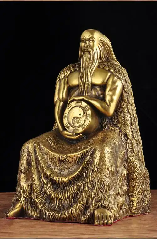 domir全铜人王伏羲大帝坐像摆件八卦祖师道教神像三皇五帝人文始祖