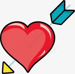 黄色丘比特丘比特之箭射中红心高清图片