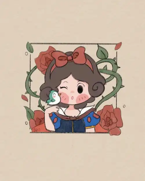 简单卡通画白雪公主卡通头像附过程