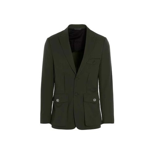 香港直邮diorhommediorhomme男士绿色翻领大口口袋西服