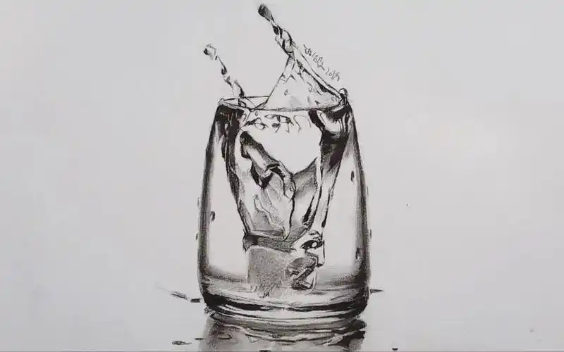 游于艺零基础素描入门冰块落入水中