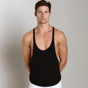 定制夏季新款男士吊带纯棉背心低领开叉健身运动宽松内衣纯色上衣