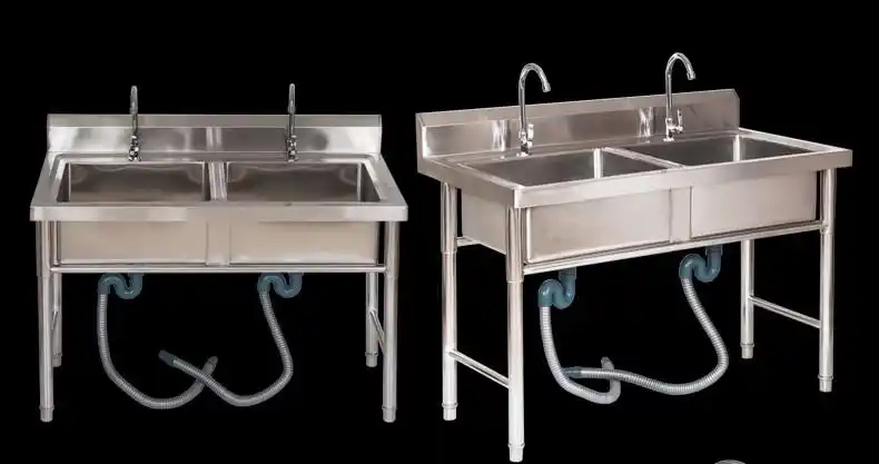不锈钢水池水槽洗碗池洗菜盆带支架单槽双槽三槽商业酒店饭店 0.