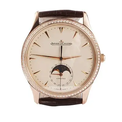 【9.5新】积家大师玫瑰金镶钻日期显示月相自动机械男表