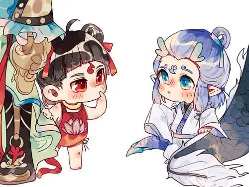 敖丙传里小奶饼的形象,和小哪吒相比谁更萌?小哪吒:我要当龙族