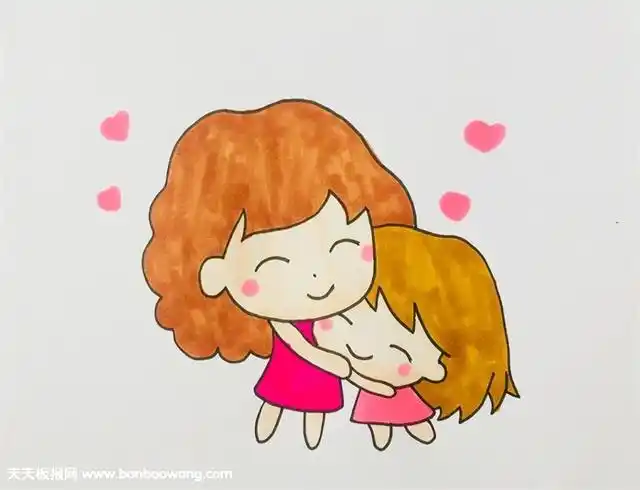 母亲节简笔画怎么画,12岁女孩和妈妈怎么简笔画?_68办公素材网