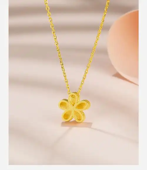 周六福 黄金项链女足金太阳花时尚大方十字链链坠 计价 40cm 尾链5cm