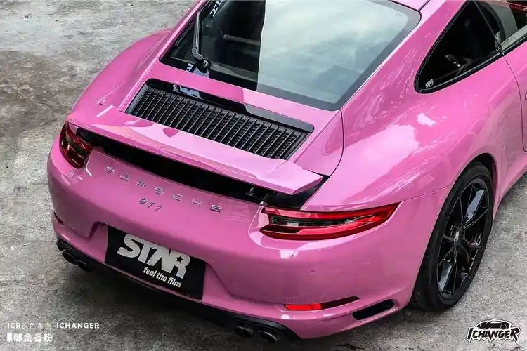 保时捷911-ichanger改色膜郁金香粉,充满唯美意境的粉色系_品质