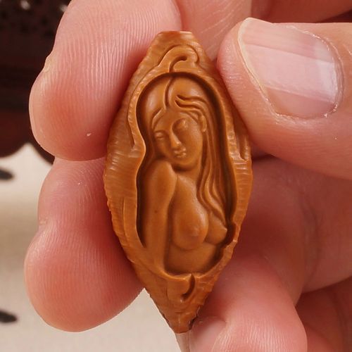 橄榄核雕刻橄榄胡荷叶美女美少女单籽颗单粒单子手机链吊坠钥匙扣