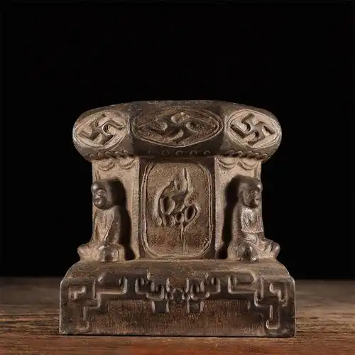 仿古石墩天然青 石雕佛墩 复古民俗怀旧中式底座会所陈设摆件包邮