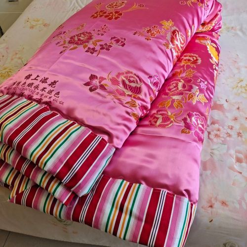 结婚被子喜被纯棉加厚条纹被里传统包边棉被丝绸缎子面结婚陪嫁喜被子