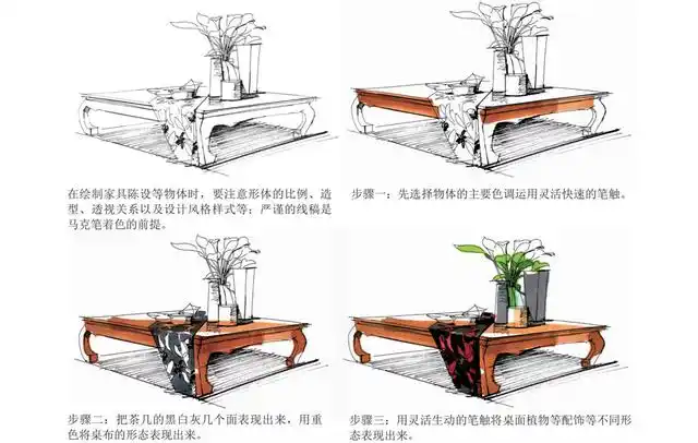 快速家具陈设马克笔表达解析(茶几)