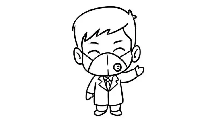 医护人员简笔画带口罩防护服