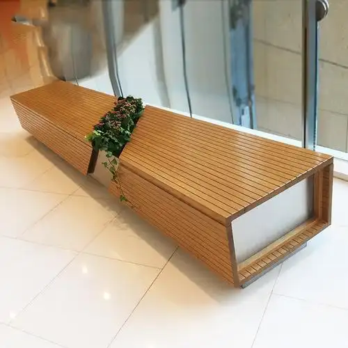 玻璃钢商场美陈休闲座椅创意坐凳公共休息区花盆摆件户外公园长凳