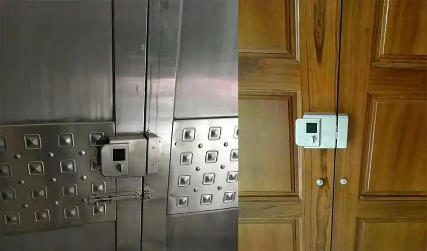 免布线户外防水铁木门锁刷卡锁锁一体锁电控锁门禁锁遥控锁双头锁款1