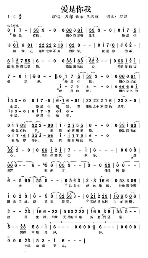 中国内地男歌手,音乐人刀郎作曲简谱精选