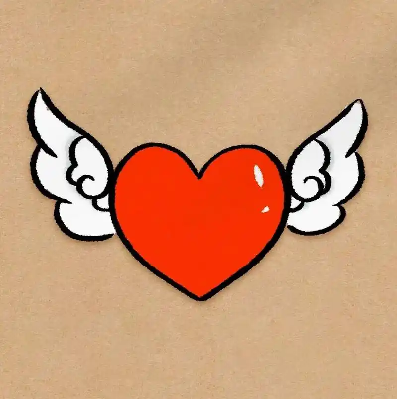 带翅膀的爱心7815简笔教程