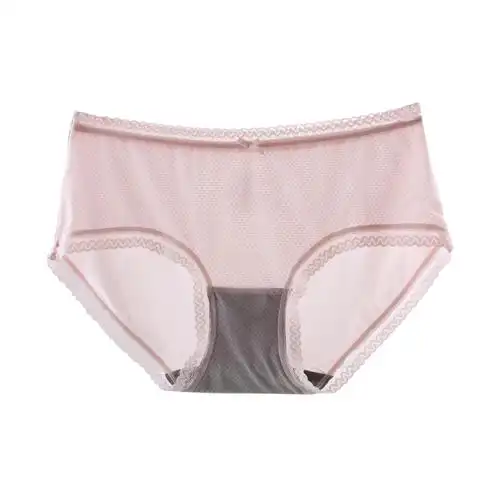 花仙子新品纯色超薄甜美透明镂空性感速干冰丝平角裤