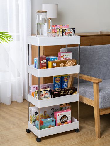 厨房移动小推车置物架带轮子落地多层卧室客厅杂物化妆收纳储蓄架